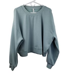 Lululemon Softstreme Perfectly Oversized Cropped Crew Size 12 Silver Blue